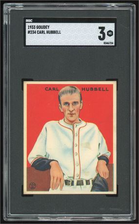 1933 Goudey #234 Carl Hubbell SGC 3 VG Beauty!