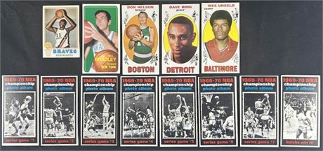 1969-1973 Topps Basketball Raw Card Lot (13) w/ Bob McAdoo RC, Nelson EX AVG