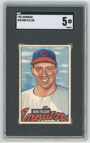 1951 Bowman #30 Bob Feller SGC 5 EX
