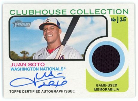 2022 Topps Heritage 16/25 Juan Soto Clubhouse Collection On Card Auto