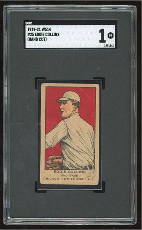 1919-21 W514 Strip Card #25 Eddie Collins Hand Cut HOF SGC 1 (READ)