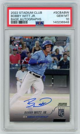 2022 Topps Stadium Club Bobby Witt Jr RC Base Autographs PSA 10 GEM MINT