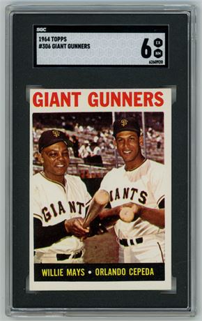 1964 Topps #306 Willie Mays & Orlando Cepeda Giant Gunners SGC 6 EXMT
