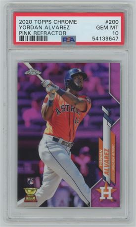 2020 Topps Chrome #200 Yordon Alvarez RC Pink Refractor PSA 10 GEM MINT