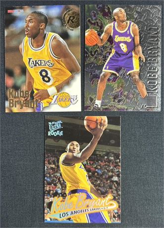 1996-97 Fleer/Hoops Kobe Bryant RC Lot (3)