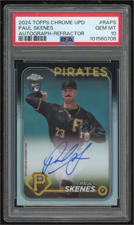 2024 Topps Chrome Update Paul Skenes Autograph Refractor 169/499 PSA 10 GEM MINT
