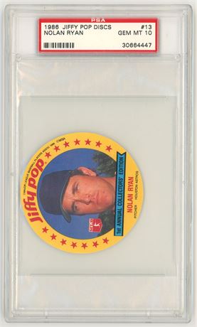 1986 Jiffy Pop Discs #13 Nolan Ryan PSA 10 GEM MINT Pop 19