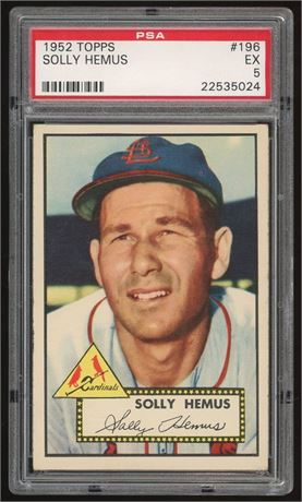 1952 Topps #196 Solly Hemus RC PSA 5 EX Nicely Centered
