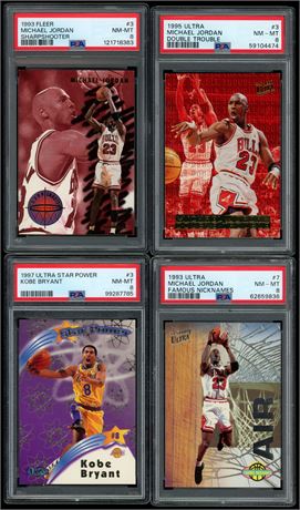 1993-1997 Fleer/Ultra Jordan/Kobe PSA 8 Graded Lot (4)