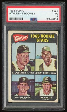 1965 Topps #526 Catfish Hunter RC PSA 3 VG