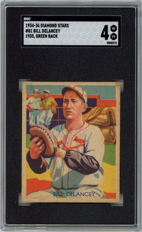 1934-36  Diamond Stars #81 Bill Delancey 1935, Green Back SGC 4 VGEX