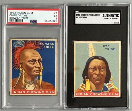 1933 Indian Gum Graded Lot w/ Ute & Konzas (READ) (2)