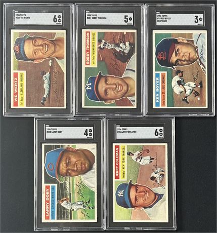 (5) 1956 Topps Baseball SGC Graded Lot w/ Doby SGC 3 - 6