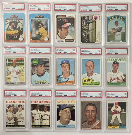 1961-1975 Baseball PSA Graded HOF Lot (15) w/ Jackson, Robinson, Brock