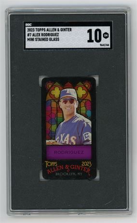 2023 Topps Allen & Ginter #7 Alex Rodriguez Mini Stained Glass SSP SGC 10