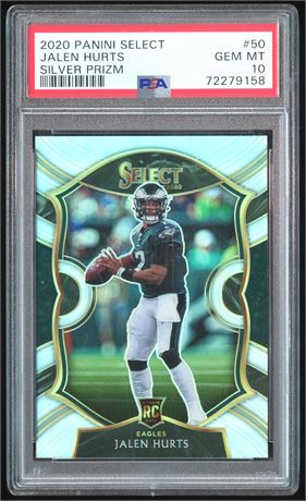 2020 Panini Select #50 Jalen Hurts Silver Prizm PSA 10 GEM MINT