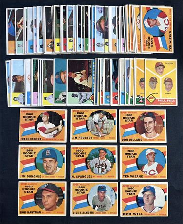 1960 Topps Baseball Lot (90+) w/ RC's Low-Grade to VG