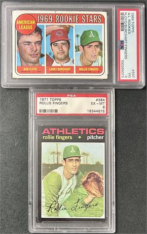 1969-1971 Topps PSA Graded Rollie Fingers Lot (2) w/ Rookie