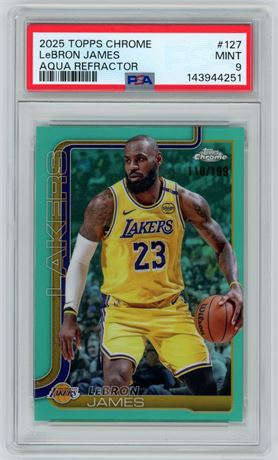 2025 Topps Chrome #127 LeBron James Aqua Refractor PSA 9 MINT