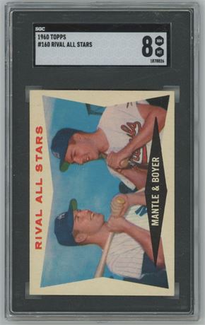1960 Topps #160 Rival Stars Mickey Mantle/Ken Boyer SGC 8 NMMT