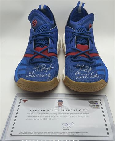 Kris Bryant Player Worn Autographed Size 17 Shoes - Fanatics