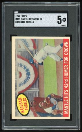 1959 Topps #461 Baseball Thrills Mantle Hits 42nd HR SGC 5 EX