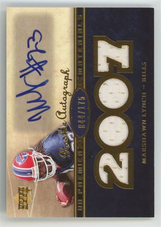 2007 Upper Deck Premier Marshawn Lynch Rookie Autographed Materials GOLD 044/175