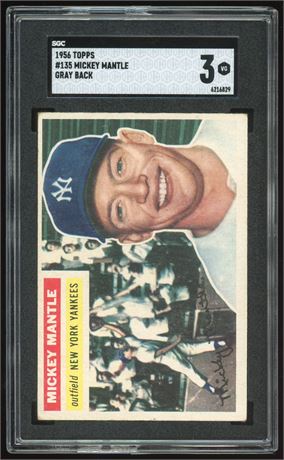 1956 Topps #135 Mickey Mantle Gray back SGC 3 VG
