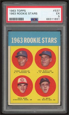 1963 Topps #537 Hi# Pete Rose RC PSA 5 EX Great Centering!