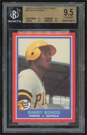 1987 Fleer Hottest Stars #5 Barry Bonds RC BGS 9.5 GEM MINT