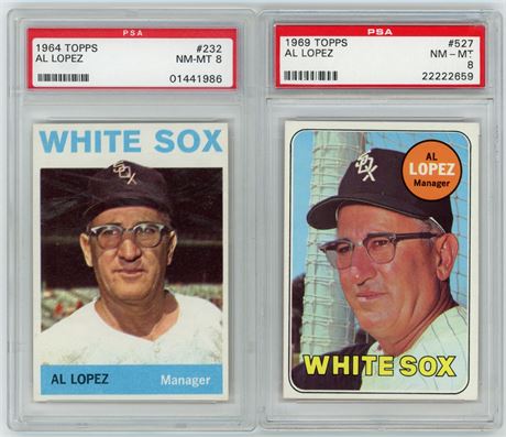 1964-1969 Topps Al Lopez PSA NMMT Graded Lot (2)