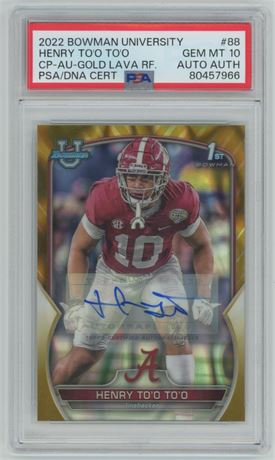 2022 Bowman University #88 Henry To'o to'o RC Auto 37/50 PSA 10 GEM MINT
