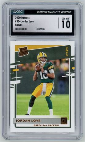2020 Donruss #304 Jordan Love Rated Rookie Canvas CGC 10 GEM MINT