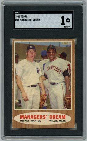 1962 Topps #18 Managers' Dream Mantle/Mays SGC 1 POOR