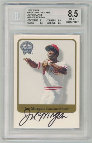 2001 Fleer #55 Joe Morgan Greats Of The Game Autographs BGS 8.5 NMMT+