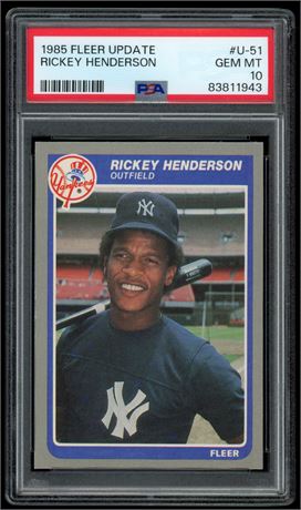 1985 Fleer Update Rickey Henderson PSA 10 GEM MINT
