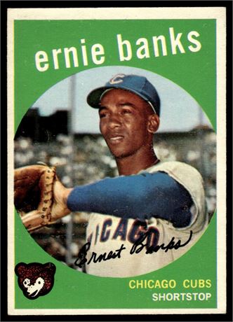 1959 Topps #350 Ernie Banks EX-EXMT *White Mark on Top Right of back*