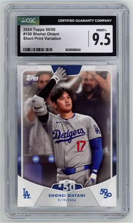 2024 Topps 50/50 #100 Shohei Ohtani SP Celebration Photo Variation CGC 9.5 MINT+