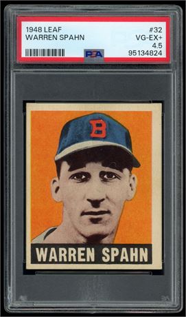1948 Leaf #32 Warren Spahn RC PSA 4.5