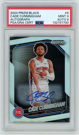 2024 Panini Prizm Black #8 Cade Cunningham Prizm Holo PSA 9 Auto 9