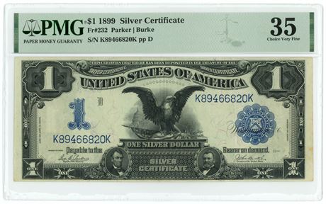 1899 Fr#232 $1 Parker/Burke Silver Certificate PMG 35 Choice Very Fine