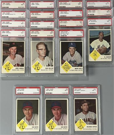 1963 Fleer PSA 8 Graded Lot w/ Santo/Law (24)