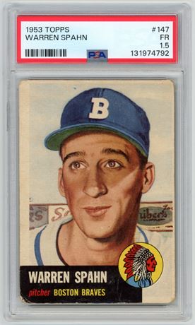 1953 Topps #147 Warren Spahn PSA 1.5 FAIR