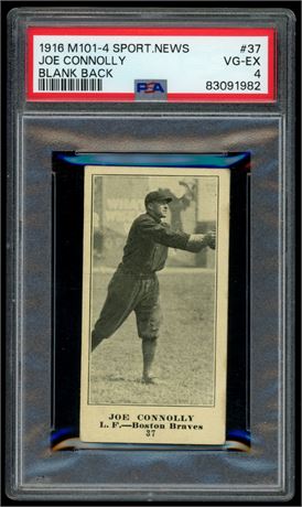 1916 M101-4 Sporting News #37 Joe Connolly Blank Back PSA 4