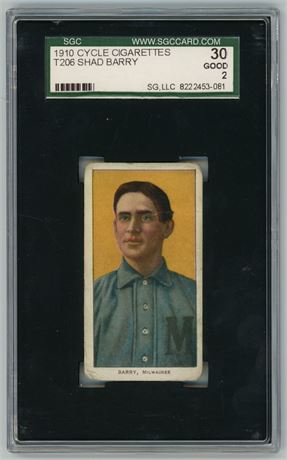1909-11 T206 Cycle 350 Shad Barry SGC 2 GOOD