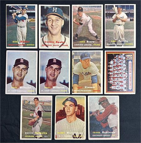 1957 Topps Baseball Lot (11) w/ Robinson, Richardson & Colavito RC's VG AVG READ