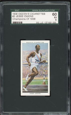 1937 Ogden's Champions of 1936 #3 Jesse Owens SGC 5 EX Dead Centered