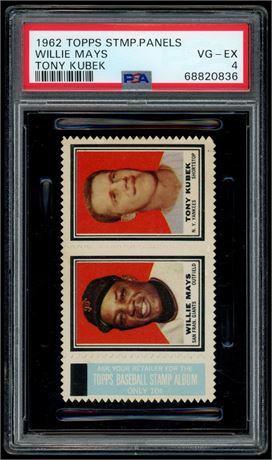 1962 Topps Stamp Panels Willie Mays Tony Kubek PSA 4 VGEX