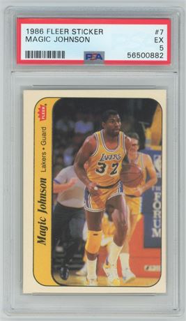 1986 Fleer Stickers #7 Magic Johnson PSA 5 EX