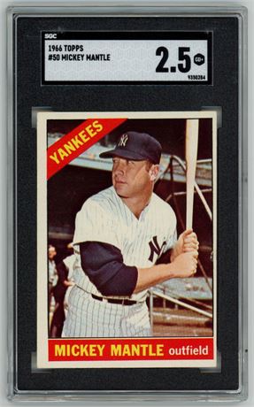 1966 Topps #50 Mickey Mantle SGC 2.5 Good+
